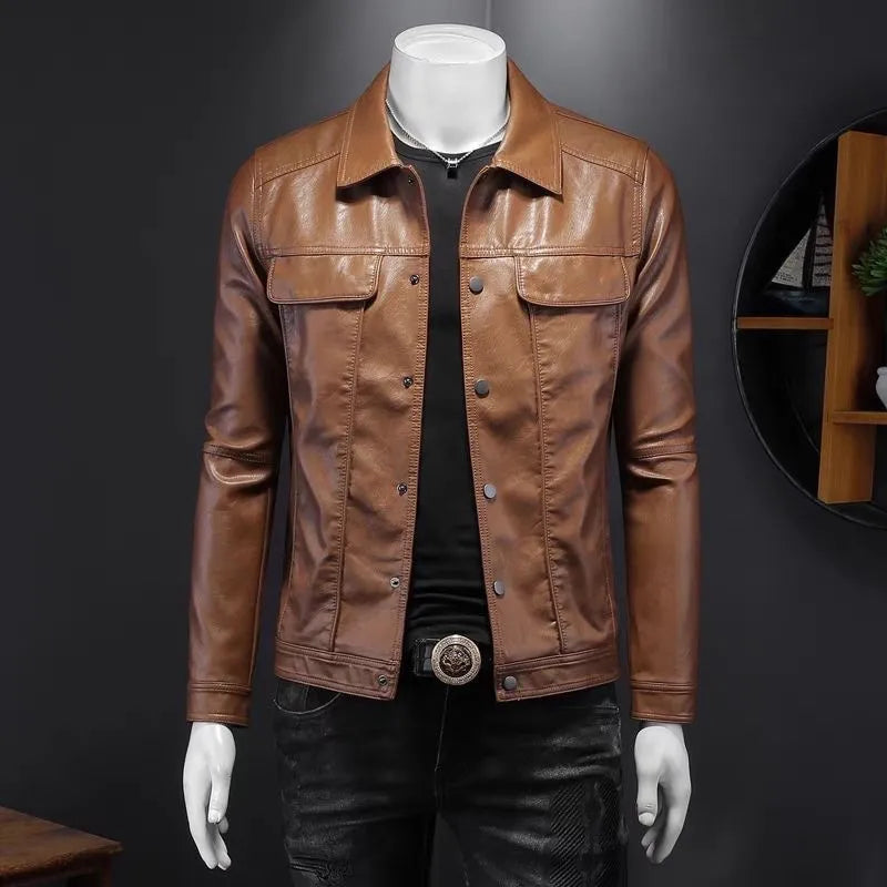 Men's Premium Leather Jacket | Classic Utility Outerwear - Home Decor