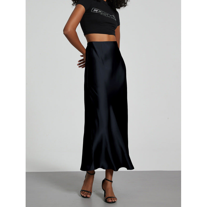 Women's Satin Maxi Skirt | Elegant Slim Fit Long Skirt - Home Decor