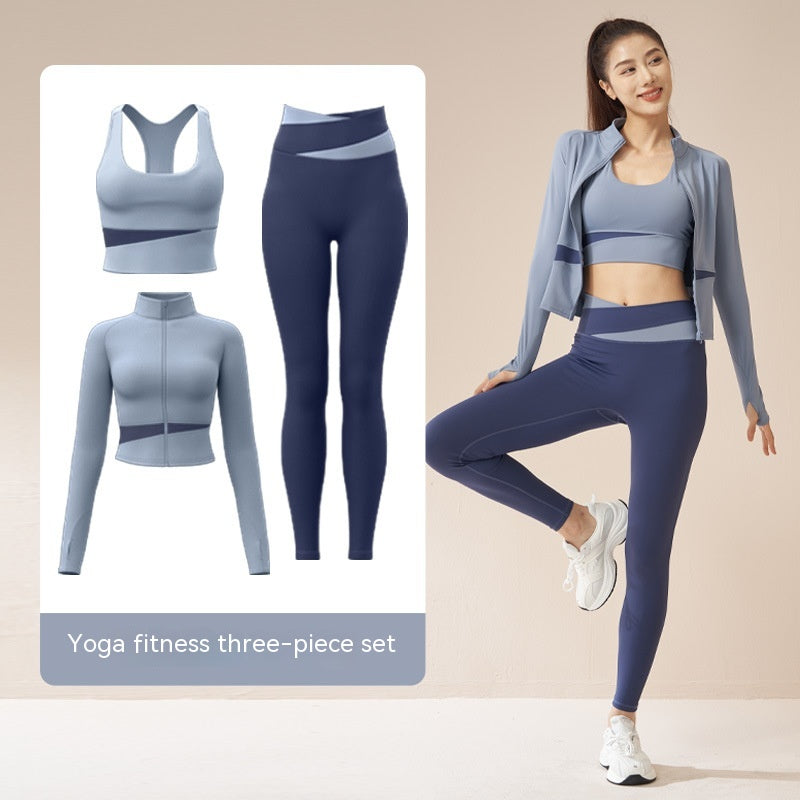 Women's Yoga Workout Set | Sports Bra & Jacket Leggings - Artistic Decor