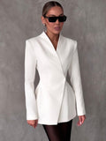 White Lapel Blazers - Artistic Decor