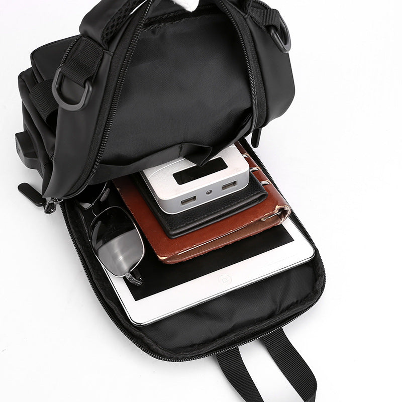 Men's Multifunction Sling Backpack | USB Crossbody Bag - Design Poster