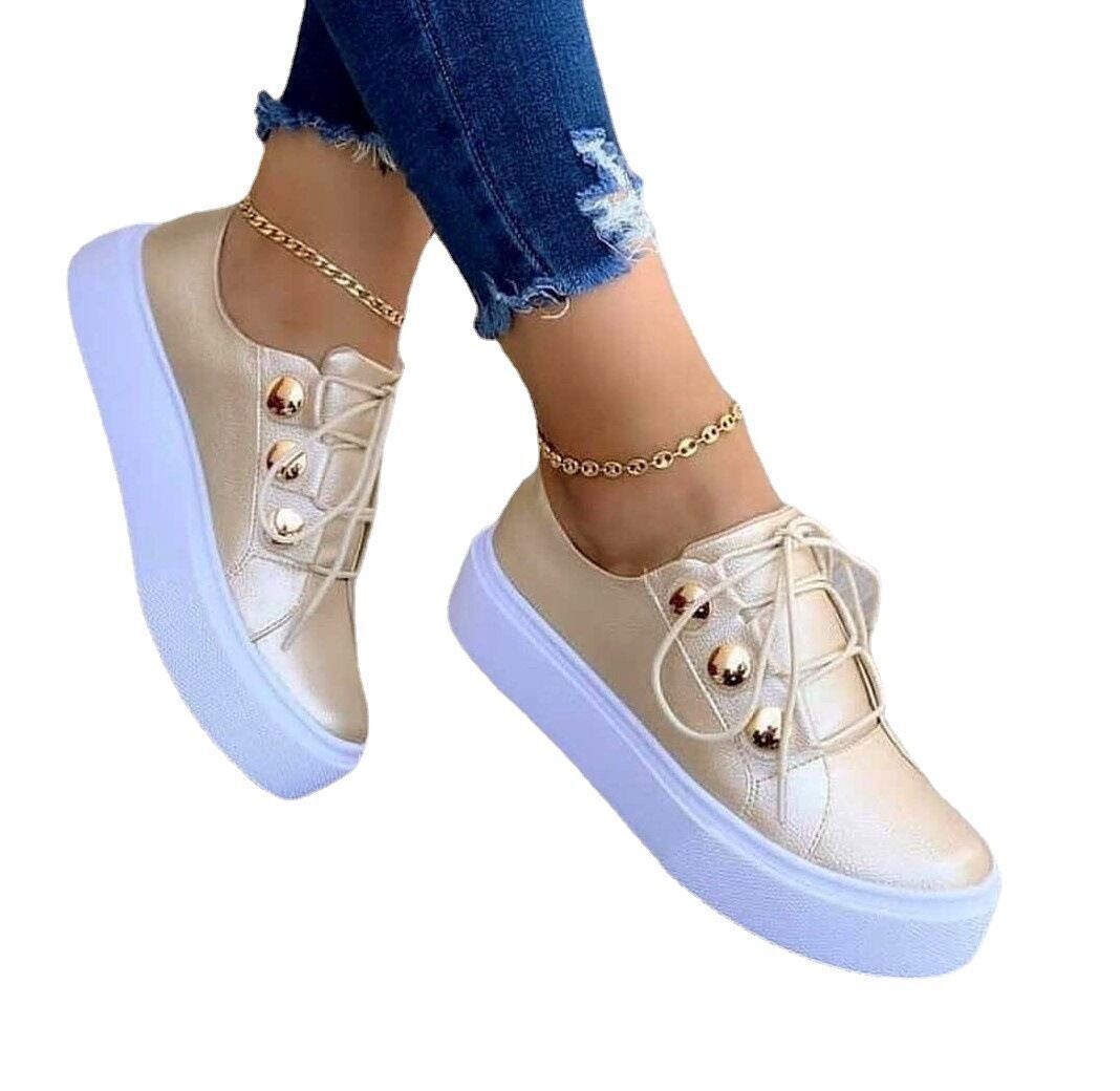 Women's Square Toe Platform Loafers | White Slip-On Shoes - Design Poster