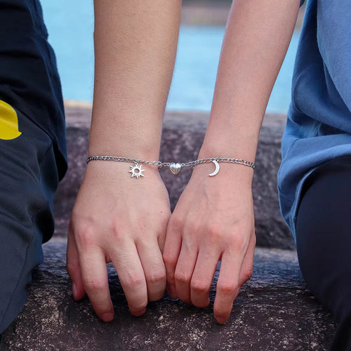 Couples Sun Moon Magnetic Bracelets | Stainless Steel Set - Artistic Decor