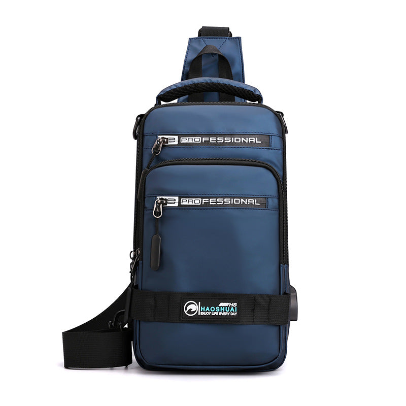 Men's Multifunction Sling Backpack | USB Crossbody Bag - Design Poster