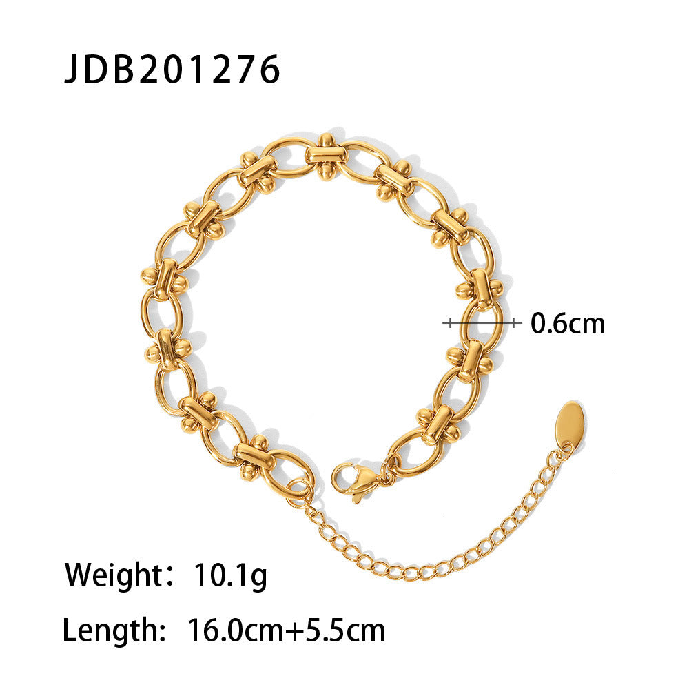 Gold-Plated Zirconia Bracelet | Stainless Steel Jewelry - Modern Print